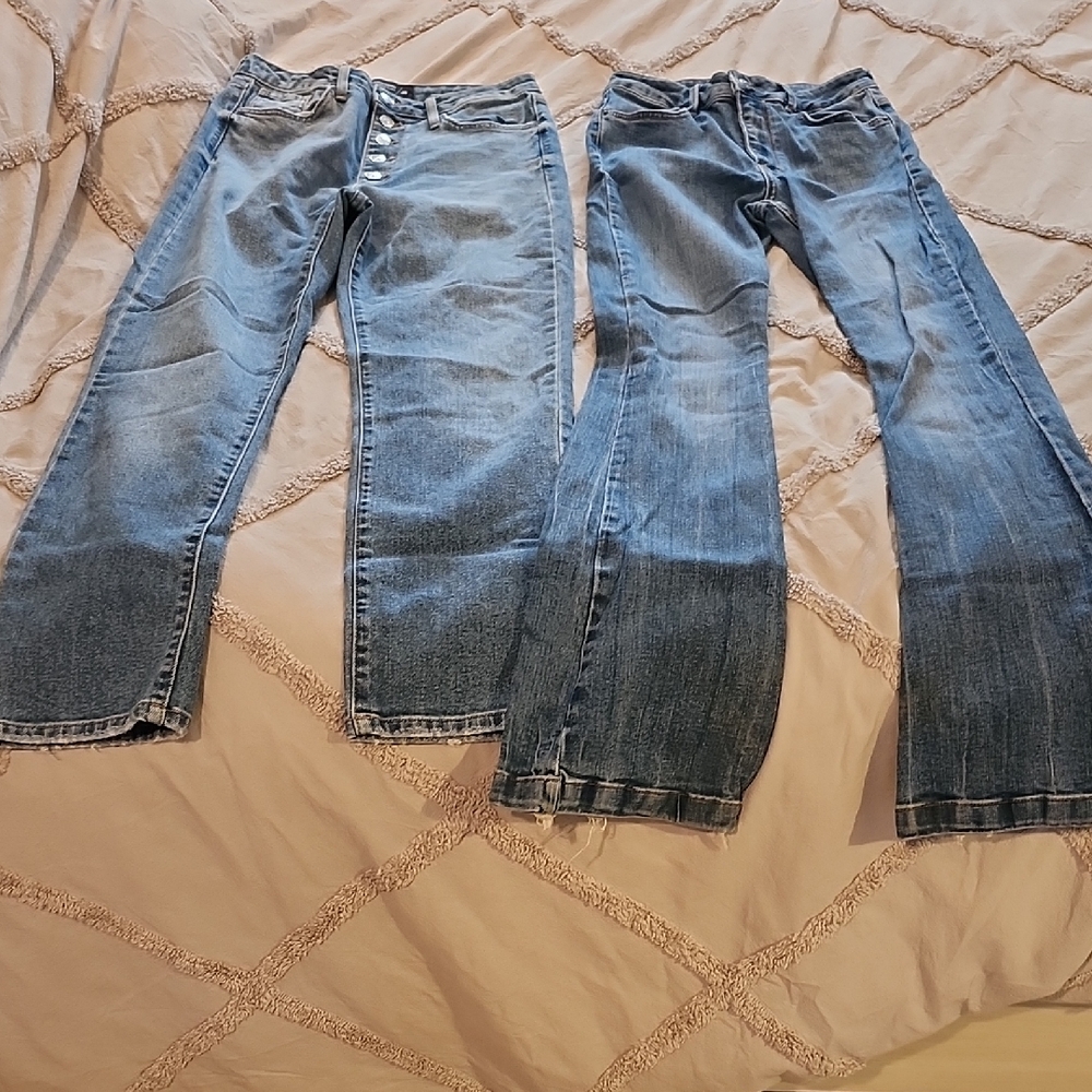 2 Light and 1 Dark Blue Jeans. Subdued-Bootcut,Just Black & American- Strait